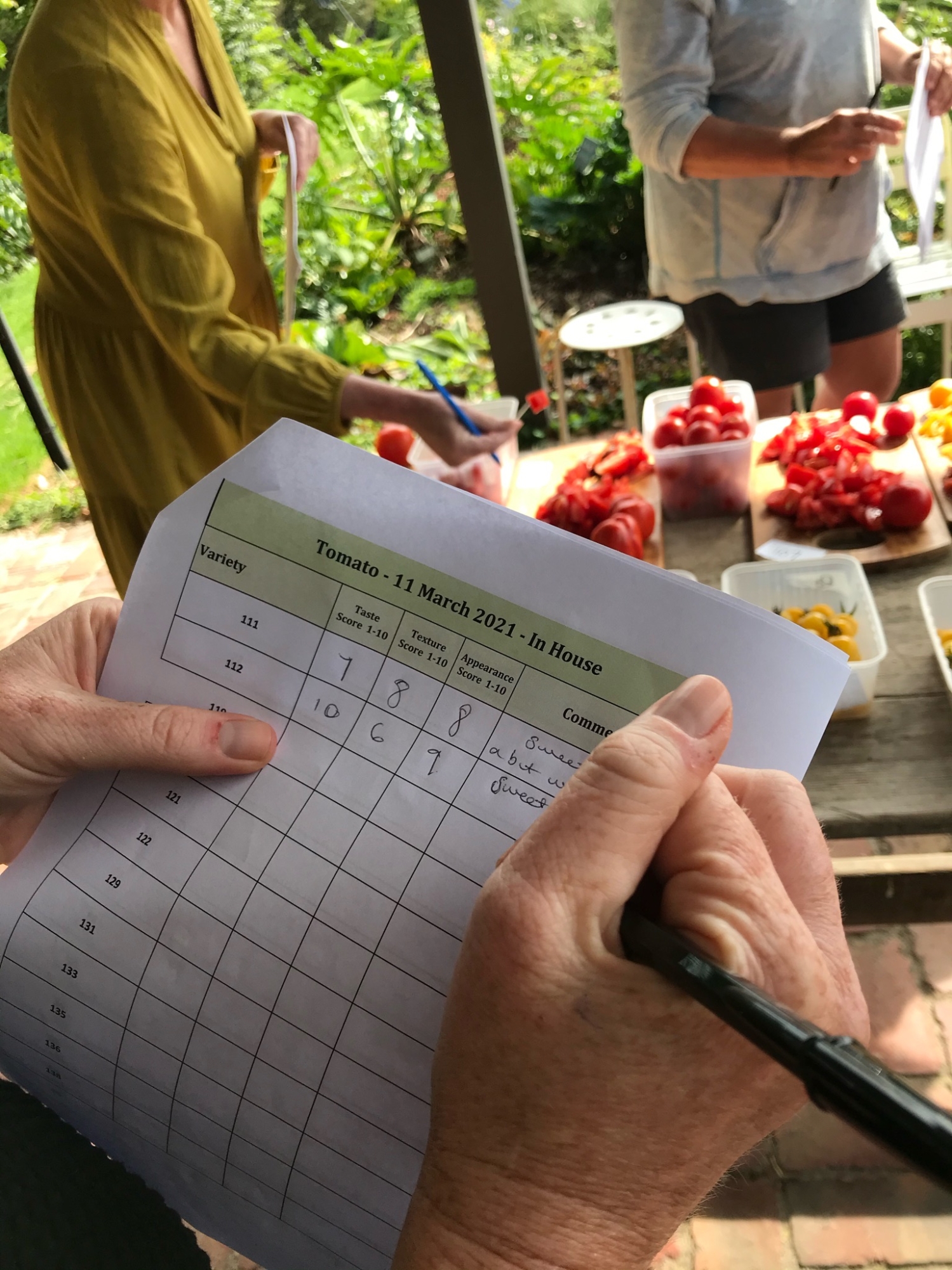 Tomoto Taste test sheet